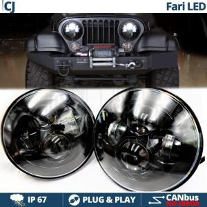 2 Full LED 7" Inches Headlights 6500K for JEEP CJ 6500K Ice White | Parking Lights + Low + High Beam