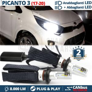 H4 LED Kit für KIA PICANTO 3 Abblendlicht + Fernlicht | 6500K Weiss Eis 8000LM CANbus