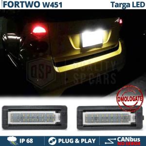2 Kennzeichenbeleuchtung Led für Smart Fortwo W451, Canbus 18 Led 6.500K Weißes Eis, Plug & Play