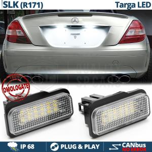 Kit Placchette Luci Targa Led per Mercedes SLK R171, Canbus 18 Led 6.500k Bianco Ghiaccio, Plug & Play