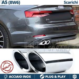 2 pcs EXHAUST TIPS for AUDI A5 8W6 Chromed Stainless STEEL | PLUG & PLAY Installation