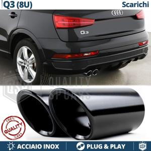 2 pcs EXHAUST TIPS for AUDI Q3 8U BLACK Stainless STEEL | PLUG & PLAY Installation
