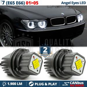 LED ANGEL EYES For BMW 7 SERIES E65 E66 TO 2005 | White Parking Lights 80W CANbus ERROR FREE 