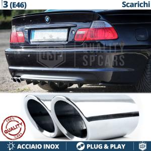2X EMBOUTS d' Échappement pour BMW Série 3 E46 en ACIER Inoxydable Chromé | PLUG & PLAY 