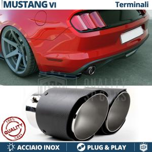 2X AUSPUFFBLENDEN Endrohr für FORD Mustang 6 RECHT + LINKE Kohlefaser Edelstahl | PLUG & PLAY