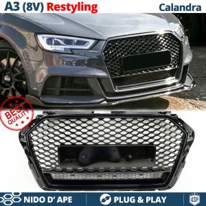 Front GRILLE for AUDI A3 8V Facelift (from 2016) | Honeycomb, Glossy Black Grill