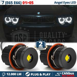 LED ANGEL EYES For BMW 7 SERIES E65 E66 TO 2005 | White Parking Lights 32W CANbus ERROR FREE 