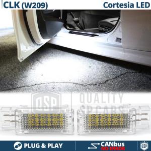 2 Luci di Cortesia LED Per MERCEDES CLK W209 | Placchette LED Sottoporta CANbus Luce Bianca