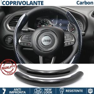 COPRIVOLANTE Per Jeep, Effetto FIBRA DI CARBONIO Nero SOTTILE Sportivo Antiscivolo