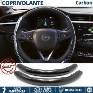 COPRIVOLANTE Per Opel, Effetto FIBRA DI CARBONIO Nero SOTTILE Sportivo Antiscivolo