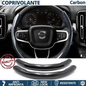COPRIVOLANTE Per Volvo, Effetto FIBRA DI CARBONIO Nero SOTTILE Sportivo Antiscivolo