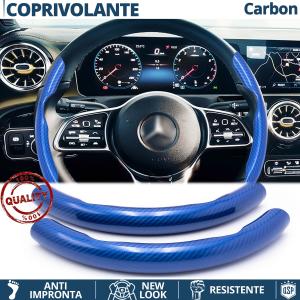 STEERING WHEEL COVER Blue for Mercedes, Carbon Fiber Effect THIN Non-Slip