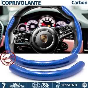 STEERING WHEEL COVER Blue for Bentley, Carbon Fiber Effect THIN Non-Slip