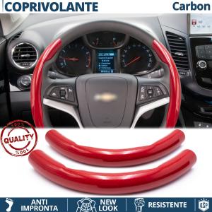 STEERING WHEEL COVER Red for Chevrolet, Carbon Fiber Effect THIN Non-Slip