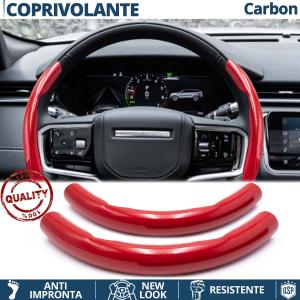STEERING WHEEL COVER Red for Land Rover, Carbon Fiber Effect THIN Non-Slip