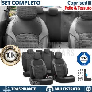 Car SEAT COVERS for Ford Focus, FULL SET Front + Rear in Breathable Fabric and PU Leather | TÜV Certified