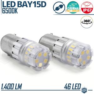 2 Lampadine LED P21/5W - BAY15D CANbus | Luce Intensa Bianco FREDDO 6500K 1400LM | No Errori  