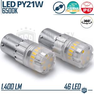 2x Bombillas LED PY21W - BAU15S CANnbus | Luz Potente Blanco Frío 6500K | 1400 LUMEN