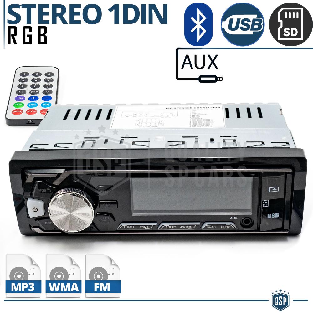 Autoradio Stéréo 1 DIN Bluetooth, 6 Sorties, Radio FM, Lecteur MP3 WMA