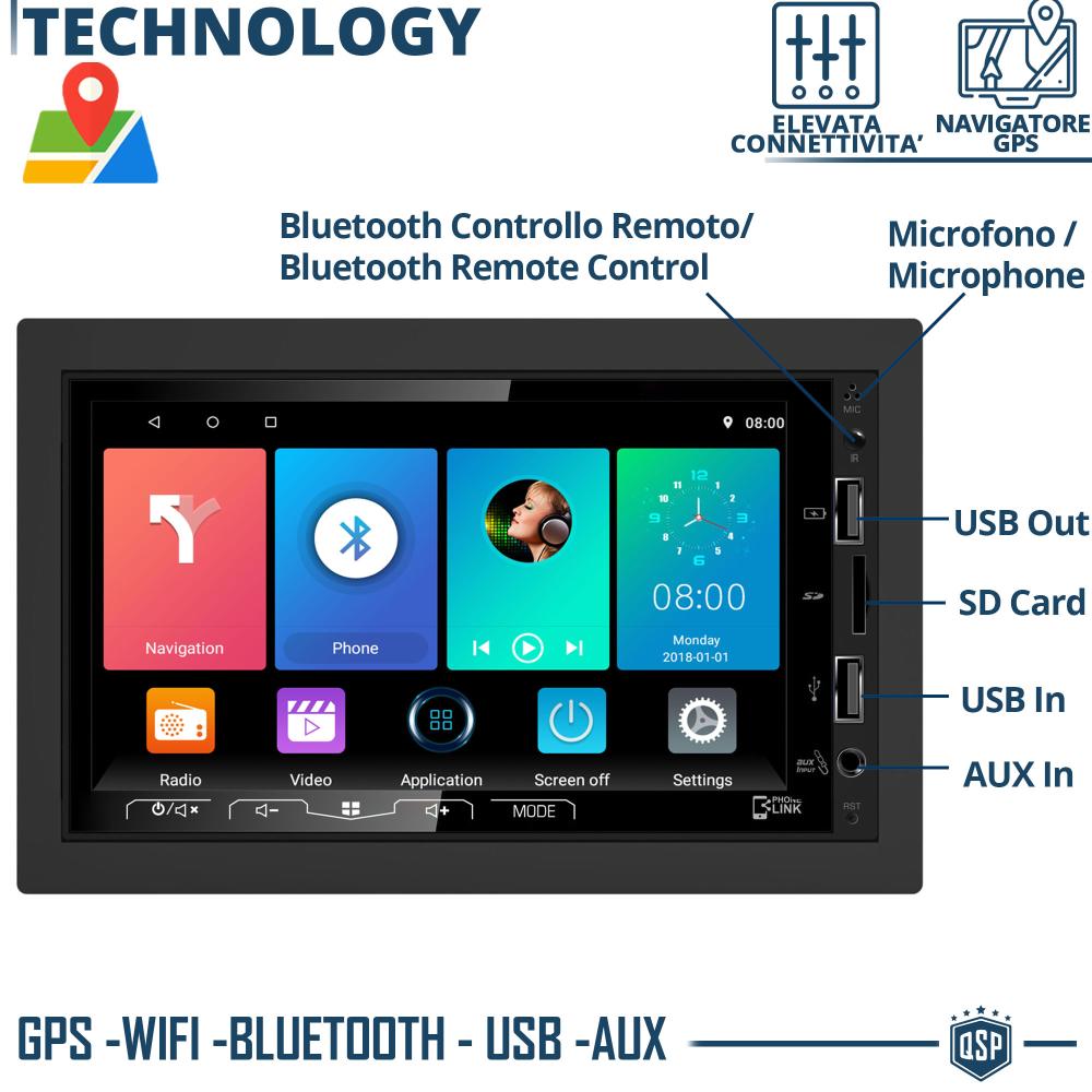 Radio de Coche 2 DIN Bluetooth, con Pantalla 7 CARPLAY Android e iOS,  Navegador GPS, USB