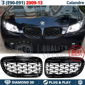 Front GRILLE for BMW 3 Series E90 E91 (08-13), Diamond 3d Design | Glossy Black Grill Tuning M