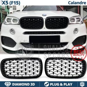 GRIGLIE Anteriori per BMW X5 (F15), Mascherine Nero Lucido Diamond 3d | Calandre Tuning M