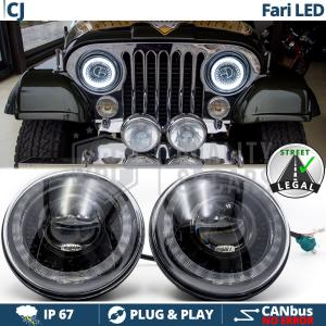 LED HEADLIGHTS for JEEP CJ, White Light 6500K Dynamic RING | APPROVED