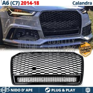 REJILLA Delantera para Audi A6 C7, S6 (14-18), Parrilla NIDO DE ABEJA Negro Brillante | Tuning Estilo rs