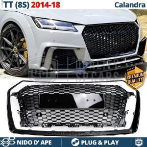 REJILLA Delantera para Audi TT 8S (14-18), Parrilla NIDO DE ABEJA Negro Brillante | Tuning Estilo rs