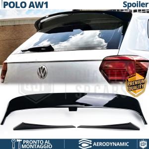 Rear SPOILER for VW POLO 6 AW1, Aerodynamic Trunk Boot Spoiler Glossy BLACK in ABS Tuning