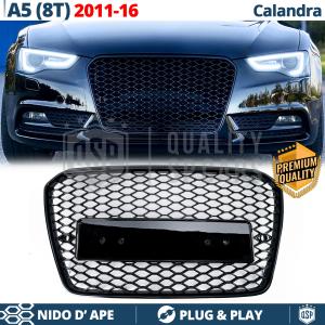CALANDRE Avant pour Audi A5 8T, S5 (11-16), NID D'ABEILLE Noir Brillant | Tuning Design rs 