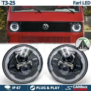 LED HEADLIGHTS for VW TRANSPORTER T3 T25 (79-85), White Light 6500K Angel Eyes | APPROVED