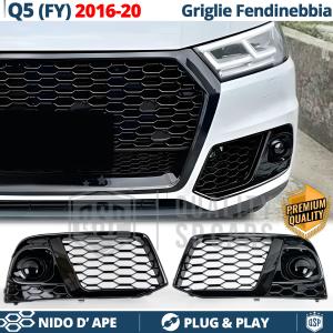 Fog Light Grill Trim for AUDI Q5 FY (16-20) | Honeycomb, Glossy Black, Tuning Cover Grille