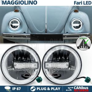 PHARES LED 7'' pour VW MAGGIOLINO MAGGIOLONE, APPROUVÉS | Lumière Blanche 6500K, 12.000 Lumen
