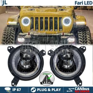 LED HEADLIGHTS + Brackets for JEEP WRANGLER JL, White Light 6500K Dynamic RING | APPROVED