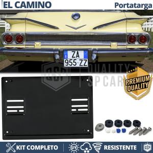 Support Plaque Immatriculation ARRIÈRE pour Chevrolet El-Camino Carré | Kit COMPLET en ACIER INOXYDABLE Noir