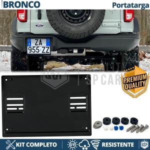 REAR Square License Plate Holder for Ford Bronco | FULL Kit in Black STAINLESS STEEL