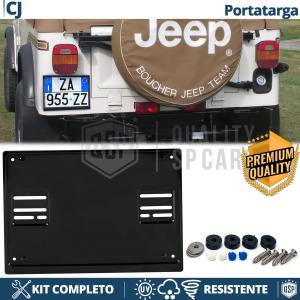 REAR Square License Plate Holder for Jeep Willys CJ | FULL Kit in Black STAINLESS STEEL