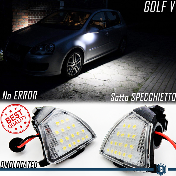 2X LED Aussen Spiegel Umfeldbeleuchtung Umgebungslicht für Vw Golf 5, Plus,  Canbus 6.500k Weißes Eis
